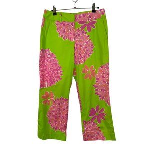 LILLY PULITZER Pants Bon Bon Green Pink Floral Capris Size 6